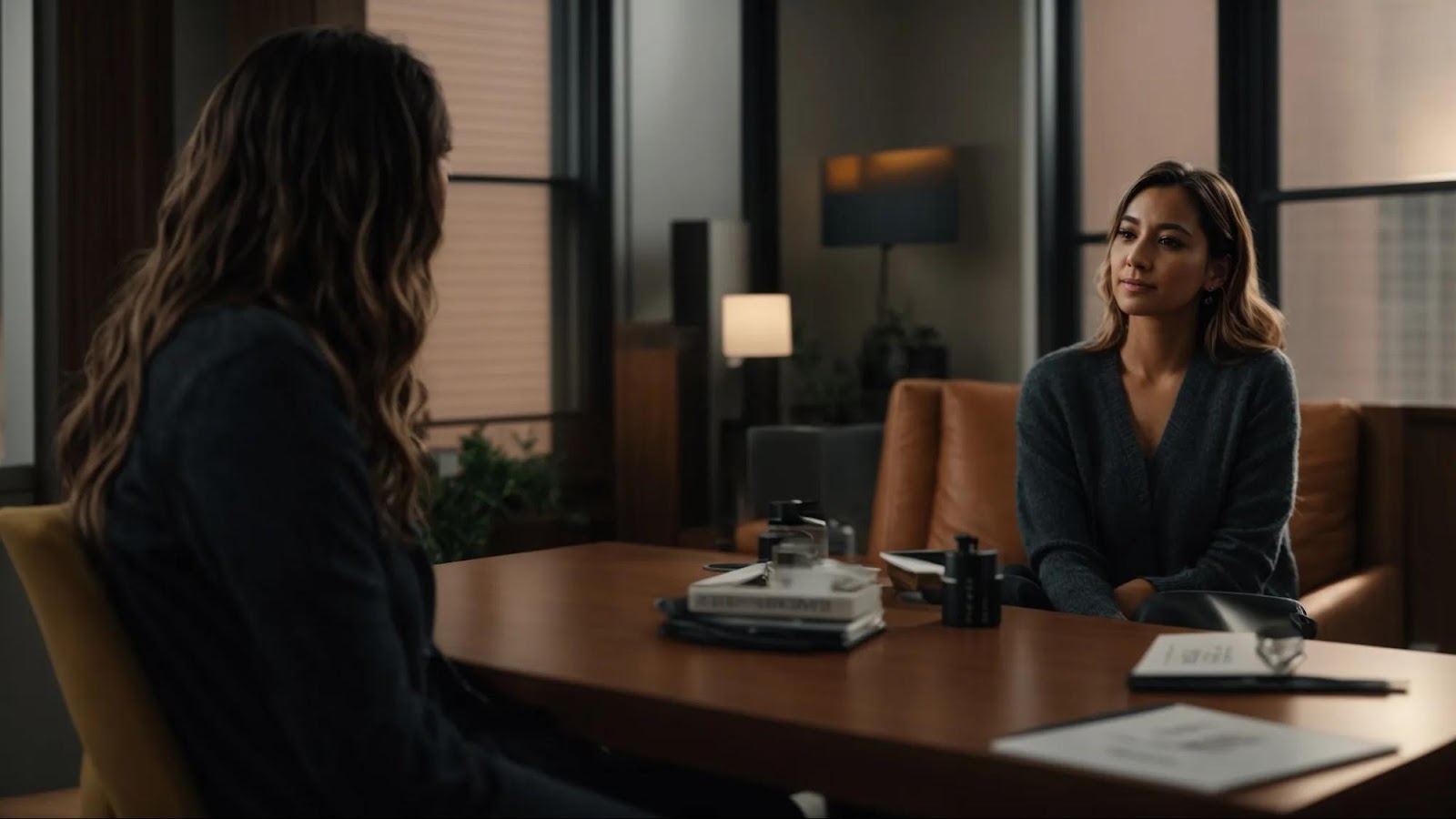 a therapist in cincinnati discussing sexual health concerns with a couple in a cozy office setting.