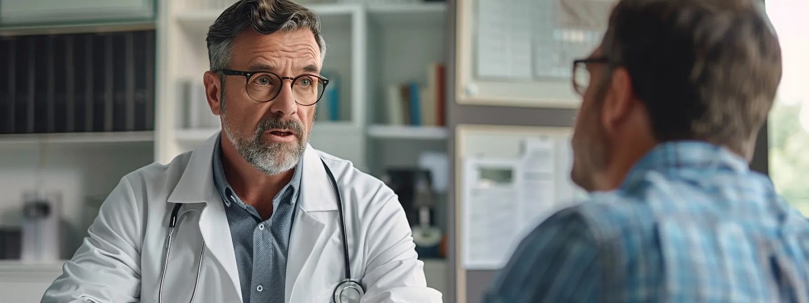 a man talking to a doctor about prescription drugs for erectile dysfunction.