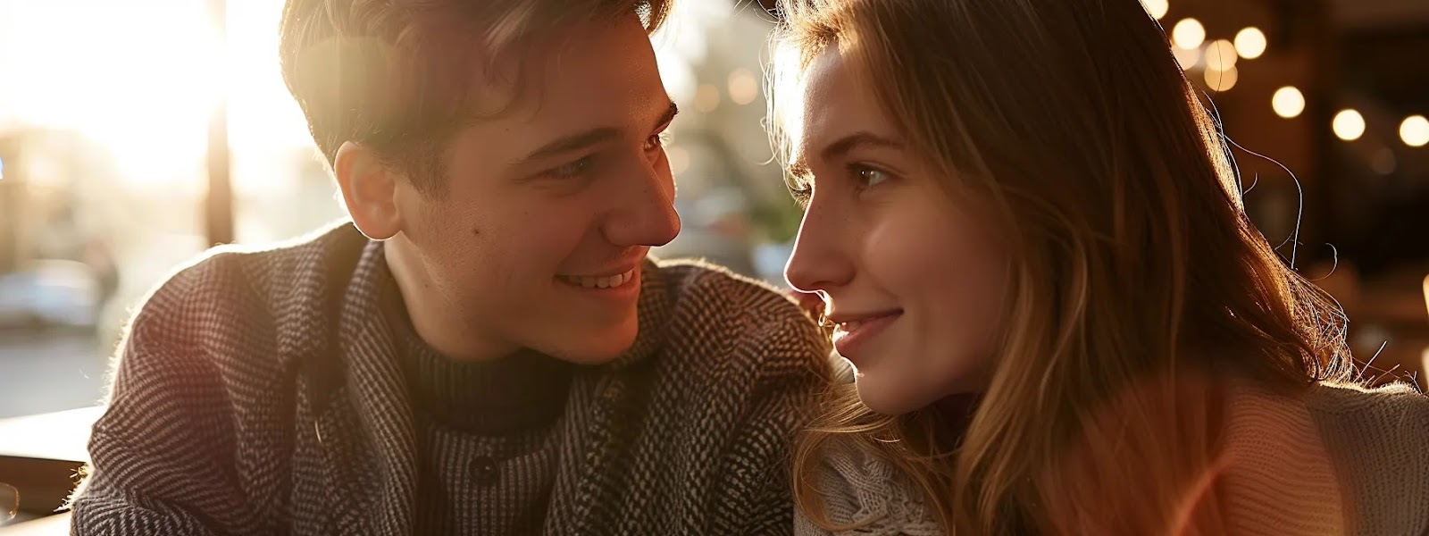 a couple sitting face to face, attentively listening to each other with a look of understanding and connection.
